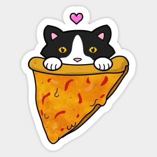 Cat eating a slice of pizza Sticker